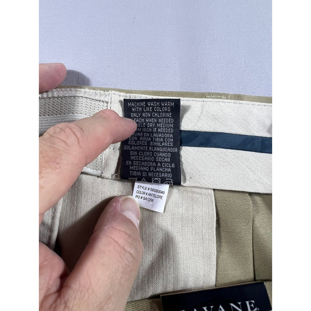 Savane Men's 42x30 Pleated Dress Pants Antelope Tan Wrinkle‎ Free Cotton Cuffed - Picture 9 of 10